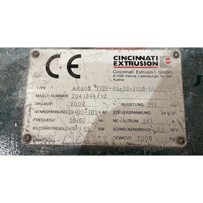 Cincinnati Argos 112P65201150UL Extruder